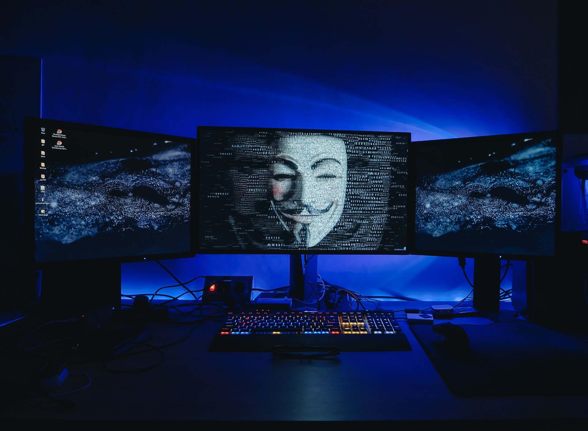 Images of computers being hacked